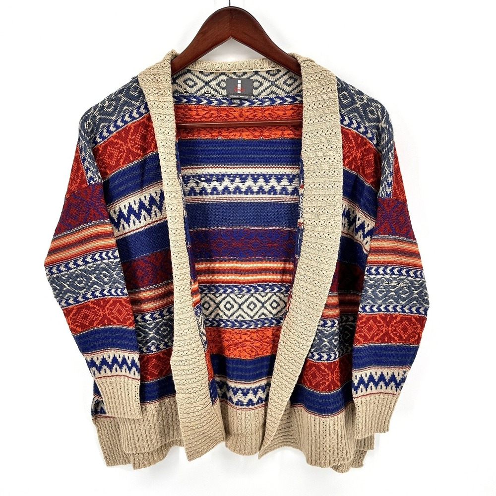 I Jeans by Buffalo Southwestern Aztec Print Open Front Cardigan Sweater Size S